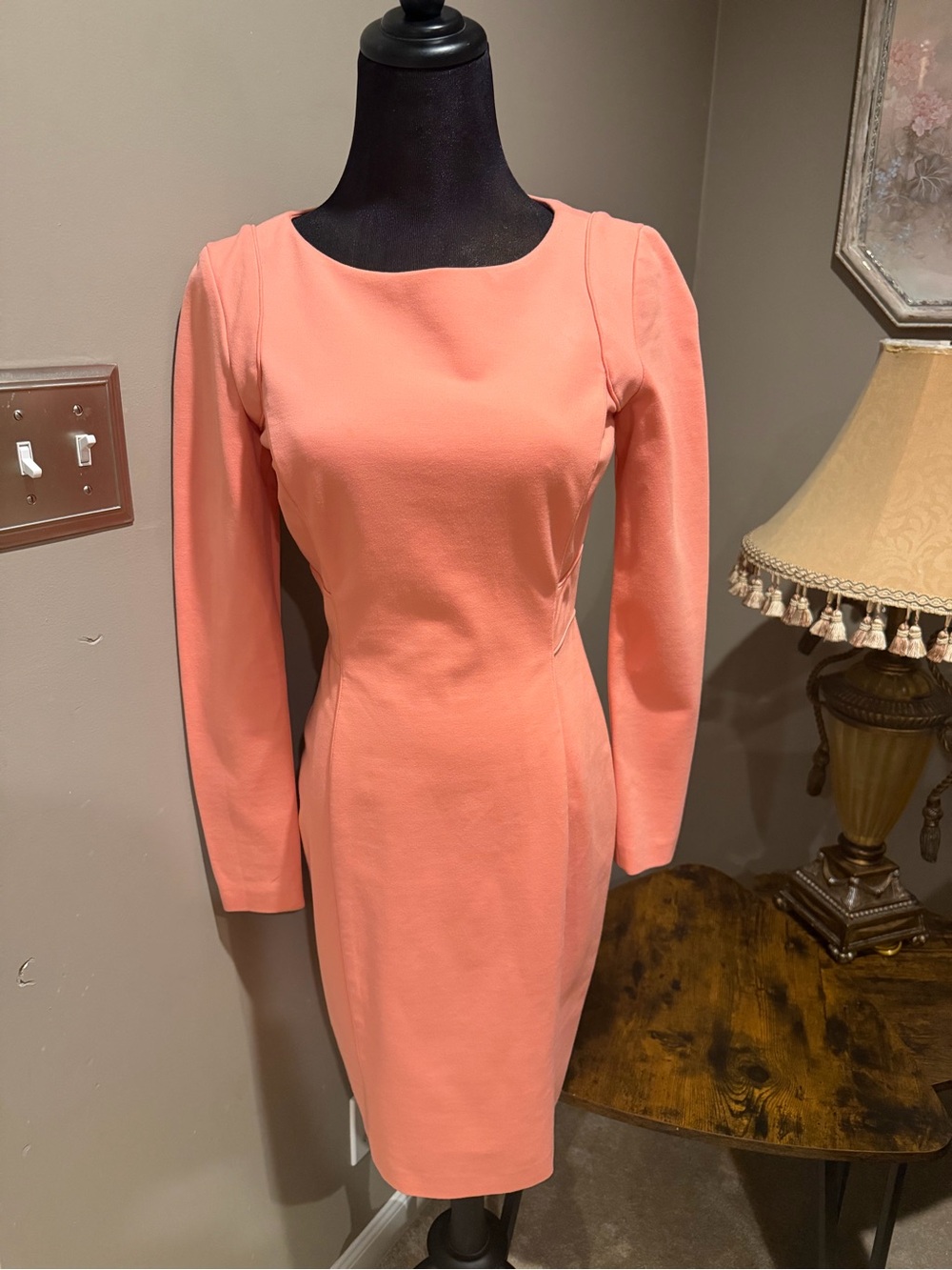 ANTONIO MELANI Coral Long-Sleeve Sheath Dress